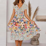 Încarcă imaginea în vizualizatorul Galerie, Rochie midi feminină cu model floral colorat
