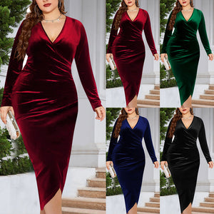 Rochie sexy din catifea cu decolteu in V
