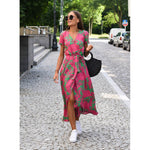 Încarcă imaginea în vizualizatorul Galerie, Rochie maxi cu decolteu in V si imprimeu
