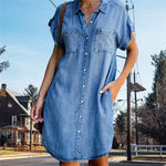 Încarcă imaginea în vizualizatorul Galerie, Rochie din denim S-5XL - look casual și elegant pentru vară
