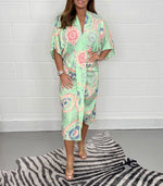 Încarcă imaginea în vizualizatorul Galerie, Rochie midi kimono imprimată din mătase
