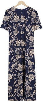 Încarcă imaginea în vizualizatorul Galerie, Rochie maxi casual bleumarin și auriu
