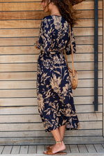 Încarcă imaginea în vizualizatorul Galerie, Rochie maxi casual bleumarin și auriu
