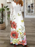 Încarcă imaginea în vizualizatorul Galerie, Rochie din bumbac imprimat cu bordură din dantelă
