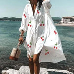 Încarcă imaginea în vizualizatorul Galerie, Rochie cu imprimeu cămașă din bumbac
