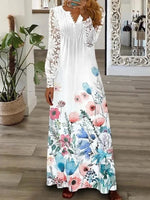 Încarcă imaginea în vizualizatorul Galerie, Rochie din bumbac imprimat cu bordură din dantelă
