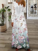 Încarcă imaginea în vizualizatorul Galerie, Rochie din bumbac imprimat cu bordură din dantelă
